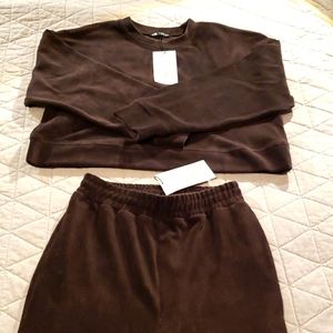 Sweatshirt and pants set, dark brown, Zara size S